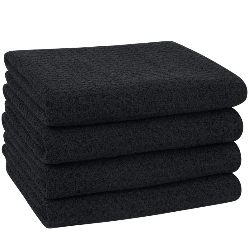VIVOTE Microfibre Tea Towels Black Kitchen Towels Soft  Absorbent Premium Multipurpose Quick Drying Rags 40 x 60 cm Pack of 4