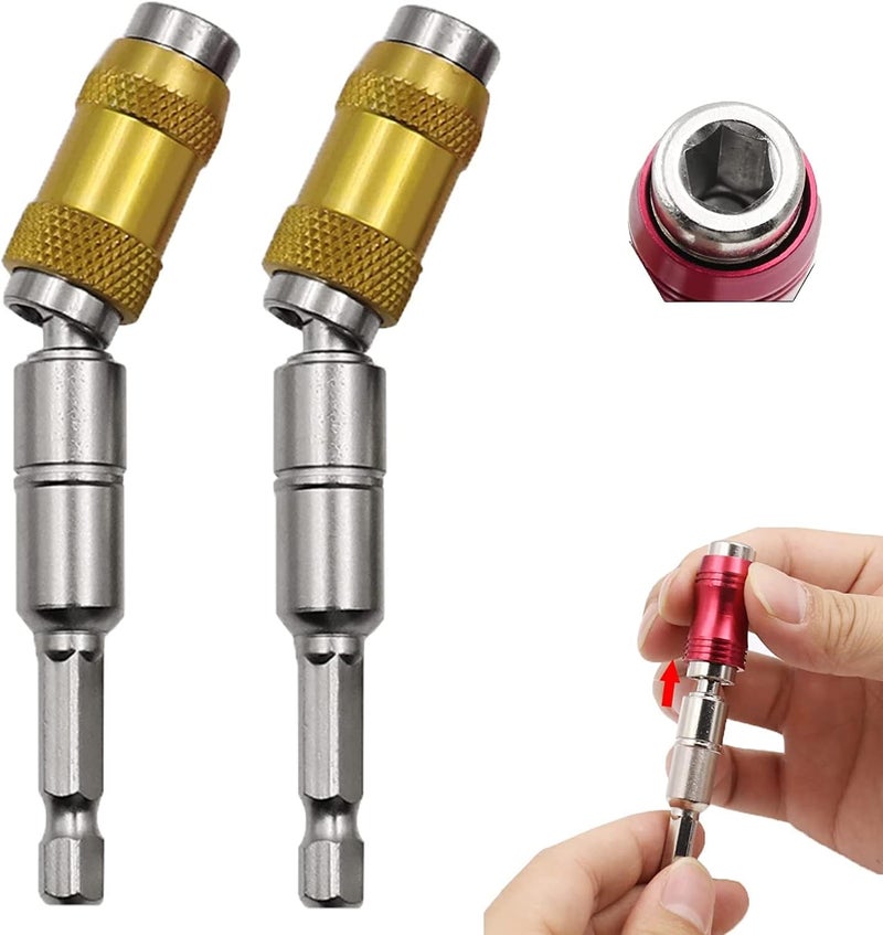 woobles 2pcs Magnetic Swiveling Bit Tip Holder, Magnetic Pivot Drill Bit Holder, Pivot Bit Holder, Magnetic Hex Shank Adapters, Can Be Bent 0-20°, The Head of The Post Can Be Rotated 360° (Style 3) Style 3 - Image 1