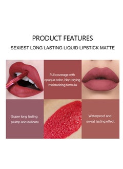 Handaiyan Lipstick Matte Liquid Lipsticks Makeup For Women Velvet Long Lasting Waterproof Highly Pigmented Colour Quick-Drying, Smudge-Proof, Nourishes, Conditions,Ultra Soft Moisturizes  - Image 2