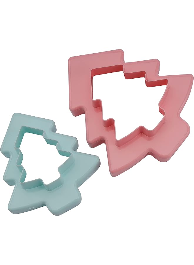 2pcs Tree Shape Cookie Cutter, Multicolor, Non-stick, Durable, BPA Free, 12x11.5x4cm, 2 Pieces