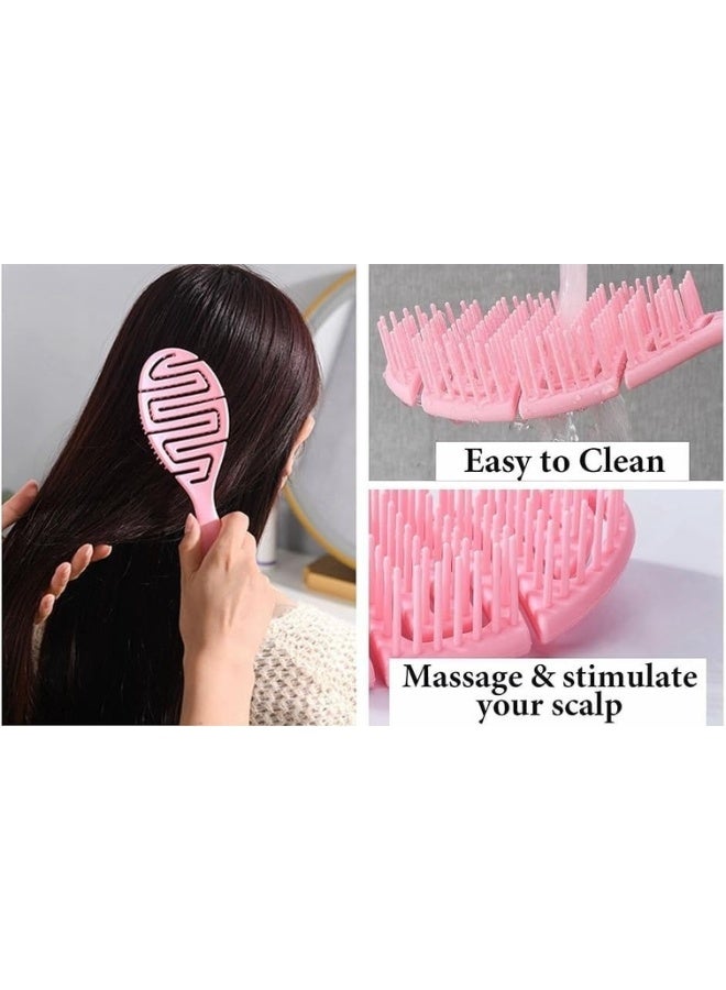 Vented Hair Brush for Wet and Dry Detangling with Flexible Scalp Contouring Head, Washable, 1 Piece, Random Color - Image 3
