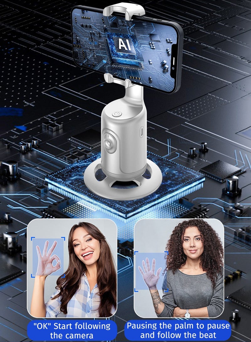 LEOKOR Auto Face Tracking Tripod Holder,360 Rotation Face Body Phone Camera Mount,3000mAh Rechargeable Battery Gesture Control,No App,Smart Shooting Holder for Vlog,Streaming,Video,Tiktok(White) - Image 4