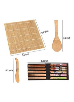AMERTEER 9 Piece Sushi Making Kit Set Brown 180grams Multicolor Brown 180grams  - Image 2