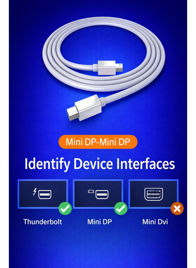 CABLE CONV Mini DisplayPort to Mini DisplayPort Cable 1.8M – High Speed DP Cable for MacBook, Laptop, Monitor & Projector - Image 4