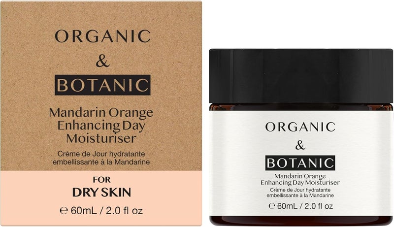Organic Botanic Mandarin Orange Day Moisturiser with Vitamin C Sea Buckthorn 60ml Lightweight Hydration Antioxidant Protection For Radiant Skin
