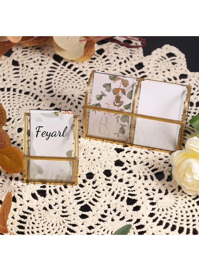 فيارل حامل بطاقات أعمال عمودي من الزجاج الذهبي بفتحتين، حامل عرض بطاقات الأعمال، منظم بطاقات اسم العمل الشفاف للتخزين لمكتب الاجتماعات وسطح المكتب - Image 4