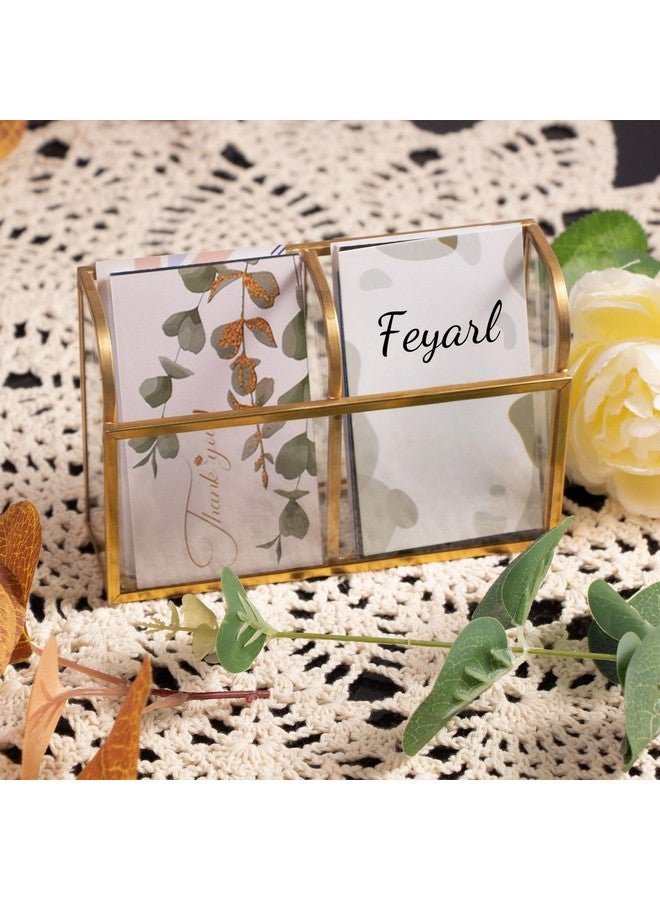 فيارل حامل بطاقات أعمال عمودي من الزجاج الذهبي بفتحتين، حامل عرض بطاقات الأعمال، منظم بطاقات اسم العمل الشفاف للتخزين لمكتب الاجتماعات وسطح المكتب - Image 3