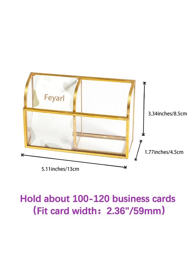 فيارل حامل بطاقات أعمال عمودي من الزجاج الذهبي بفتحتين، حامل عرض بطاقات الأعمال، منظم بطاقات اسم العمل الشفاف للتخزين لمكتب الاجتماعات وسطح المكتب - Image 2