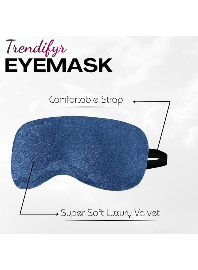 Trendifyr ‚Ñ¢ Travel Neck Cushion Pillow With Eye Mask | Super Soft Material With 5 Years Warranty | For Travel & Sleep In Flights, Train, Car (Blue With Eye Mask) - Velvet - Image 3