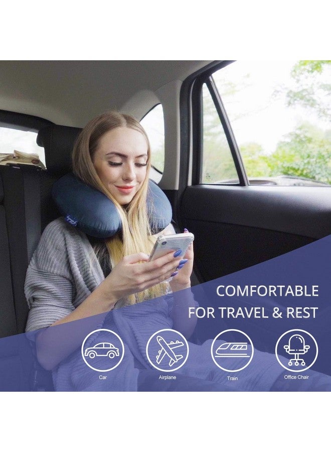Trendifyr ‚Ñ¢ Travel Neck Cushion Pillow With Eye Mask | Super Soft Material With 5 Years Warranty | For Travel & Sleep In Flights, Train, Car (Blue With Eye Mask) - Velvet - Image 4