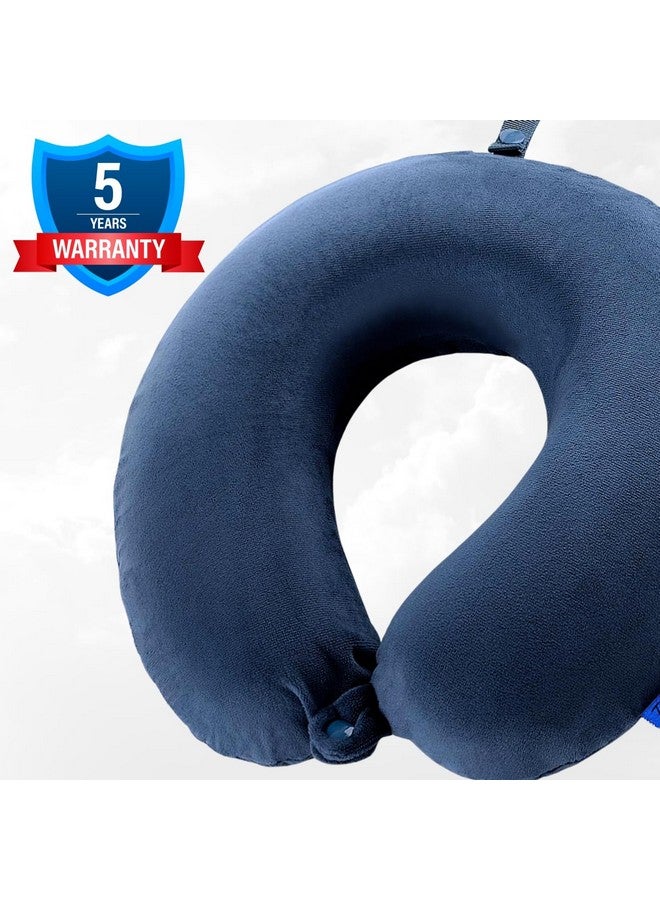 Trendifyr ‚Ñ¢ Travel Neck Cushion Pillow With Eye Mask | Super Soft Material With 5 Years Warranty | For Travel & Sleep In Flights, Train, Car (Blue With Eye Mask) - Velvet - Image 2
