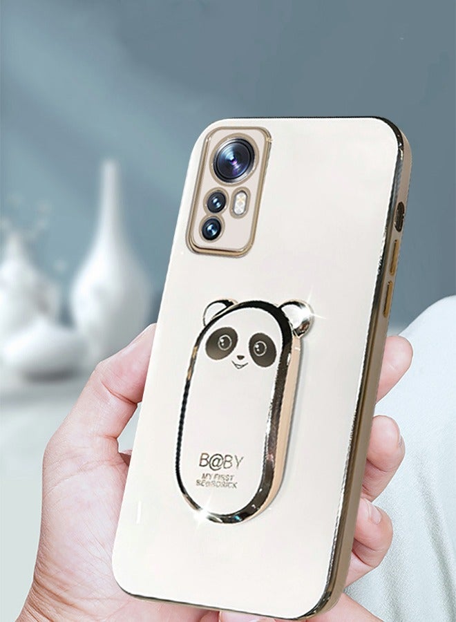 GROIC Suitable for Xiaomi 12 12S 12X 6.28 Inch Mobile Phone Shell Electroplating Straight Edge All-inclusive Soft Shell Panda Multifunctional Bracket Protection - Image 3