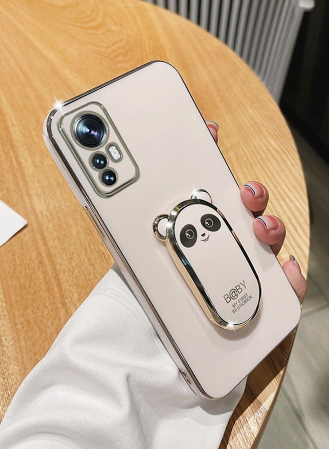 GROIC Suitable for Xiaomi 12 12S 12X 6.28 Inch Mobile Phone Shell Electroplating Straight Edge All-inclusive Soft Shell Panda Multifunctional Bracket Protection - Image 5