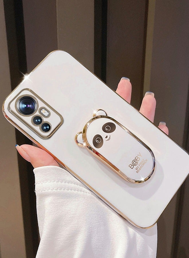 GROIC Suitable for Xiaomi 12 12S 12X 6.28 Inch Mobile Phone Shell Electroplating Straight Edge All-inclusive Soft Shell Panda Multifunctional Bracket Protection - Image 2