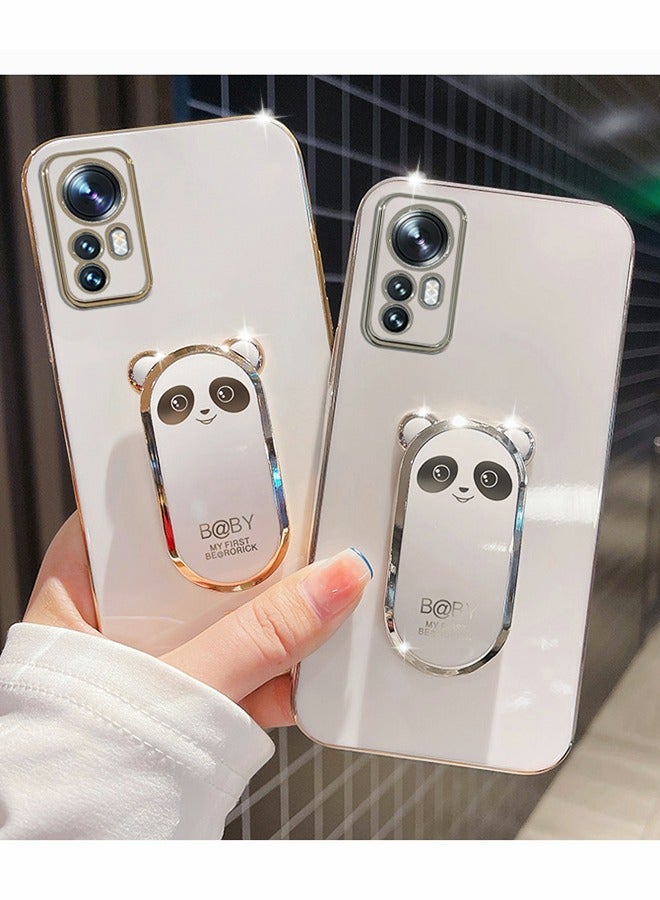 GROIC Suitable for Xiaomi 12 12S 12X 6.28 Inch Mobile Phone Shell Electroplating Straight Edge All-inclusive Soft Shell Panda Multifunctional Bracket Protection - Image 4