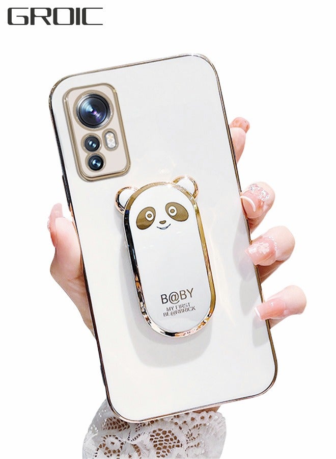 GROIC Suitable for Xiaomi 12 12S 12X 6.28 Inch Mobile Phone Shell Electroplating Straight Edge All-inclusive Soft Shell Panda Multifunctional Bracket Protection - Image 1