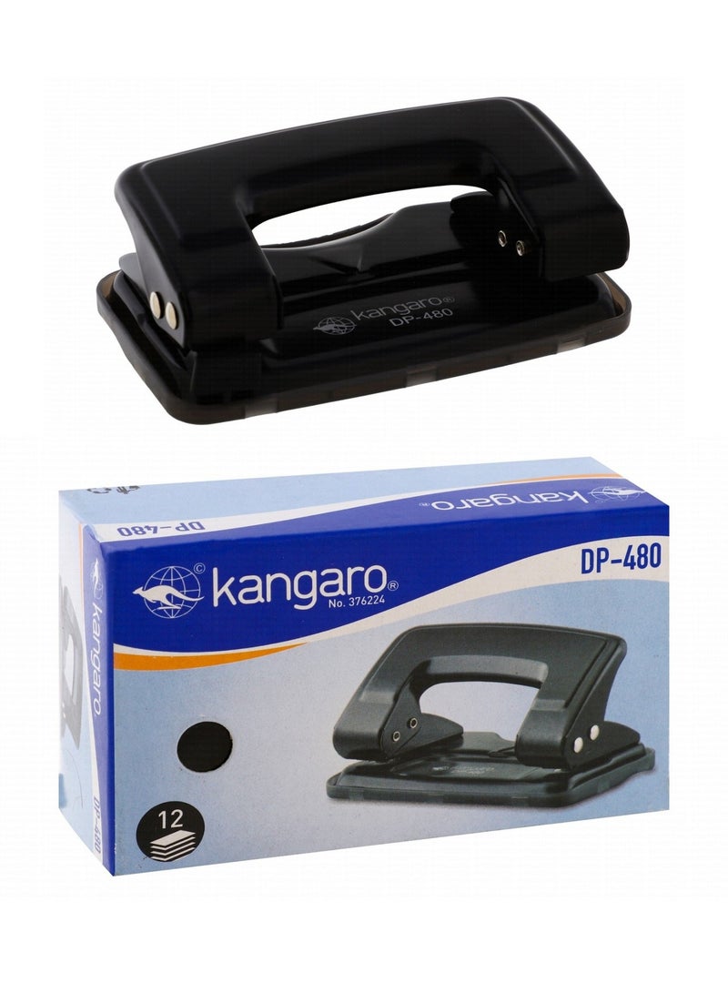 Kangaro مثقاب ورق ثنائي الفتحة DP-480 قطعة واحدة سعة 12 ورقة بألوان متنوعة - Image 1