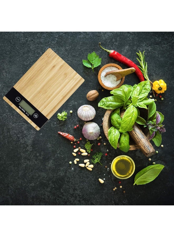 ECVV Bamboo Kitchen Scale, 5kg Kitchen Scale With LCD Display, Easy To Read Food Scale Digital Weight Grams-Digital Kitchen Scale For Jewelry Food Spices Medicine |SQUARE - Image 3