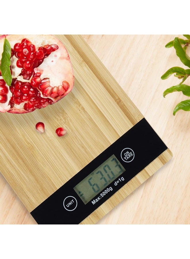 ECVV Bamboo Kitchen Scale, 5kg Kitchen Scale With LCD Display, Easy To Read Food Scale Digital Weight Grams-Digital Kitchen Scale For Jewelry Food Spices Medicine |SQUARE - Image 4