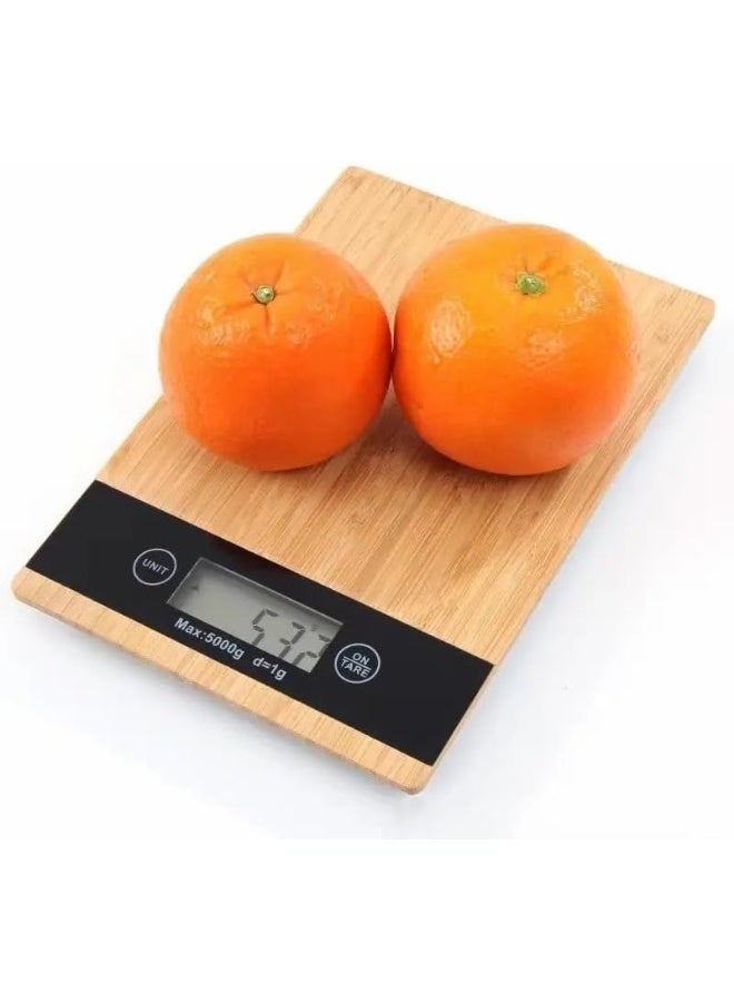 ECVV Bamboo Kitchen Scale, 5kg Kitchen Scale With LCD Display, Easy To Read Food Scale Digital Weight Grams-Digital Kitchen Scale For Jewelry Food Spices Medicine |SQUARE - Image 1