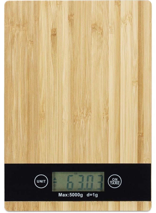 ECVV Bamboo Kitchen Scale, 5kg Kitchen Scale With LCD Display, Easy To Read Food Scale Digital Weight Grams-Digital Kitchen Scale For Jewelry Food Spices Medicine |SQUARE - Image 2