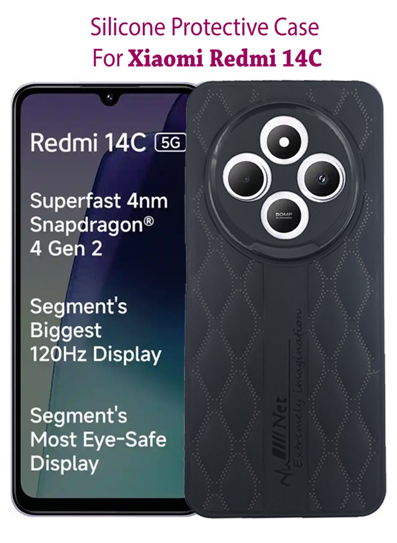 ولديك حافظة شاومي ريدمي 14C بريميوم | غطاء حماية من السيليكون الفاخر مصمم لهاتف Xiaomi Redmi 14C | حافظة هاتف Xiaomi Redmi 14C للكاميرا وغطاء خلفي واقٍ رفيع للحماية من السقوط لهاتف Xiaomi Redmi 14C - أسود  - Image 1
