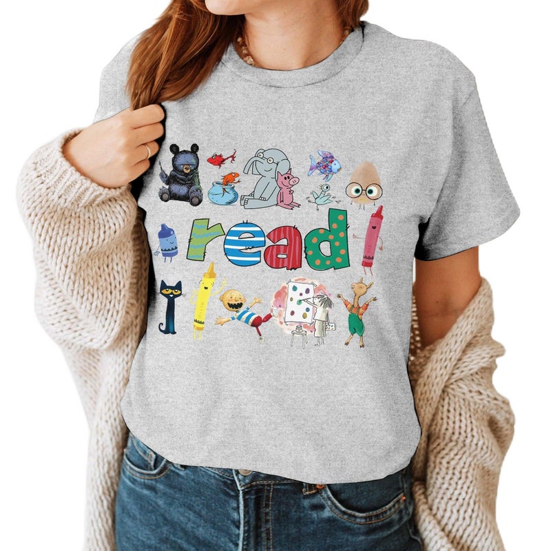 InterStellux Teacher Tshirt - Reading Book Shirt - 100th Day of School T Shirts - First Day of School Shirts - Back to School Shirt - Teacher Appreciation Gifts - Gifts for Teacher's Day (Grey,M) - Image 1