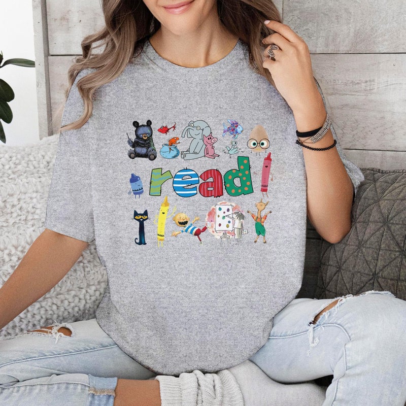 InterStellux Teacher Tshirt - Reading Book Shirt - 100th Day of School T Shirts - First Day of School Shirts - Back to School Shirt - Teacher Appreciation Gifts - Gifts for Teacher's Day (Grey,M) - Image 4