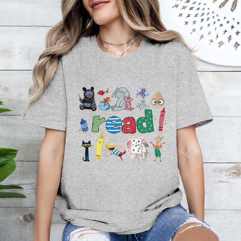InterStellux Teacher Tshirt - Reading Book Shirt - 100th Day of School T Shirts - First Day of School Shirts - Back to School Shirt - Teacher Appreciation Gifts - Gifts for Teacher's Day (Grey,M) - Image 2