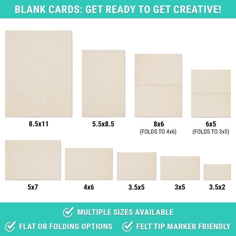 321Done Blank Rustic Cards, Made in USA - 4x6 Thick, Heavy Cardstock - Make Invites, Greeting, Note, Thank You Cards - Plain Kraft for Writing, Stamping, Printing, Art - No Envelopes - Set of 50 - Image 5