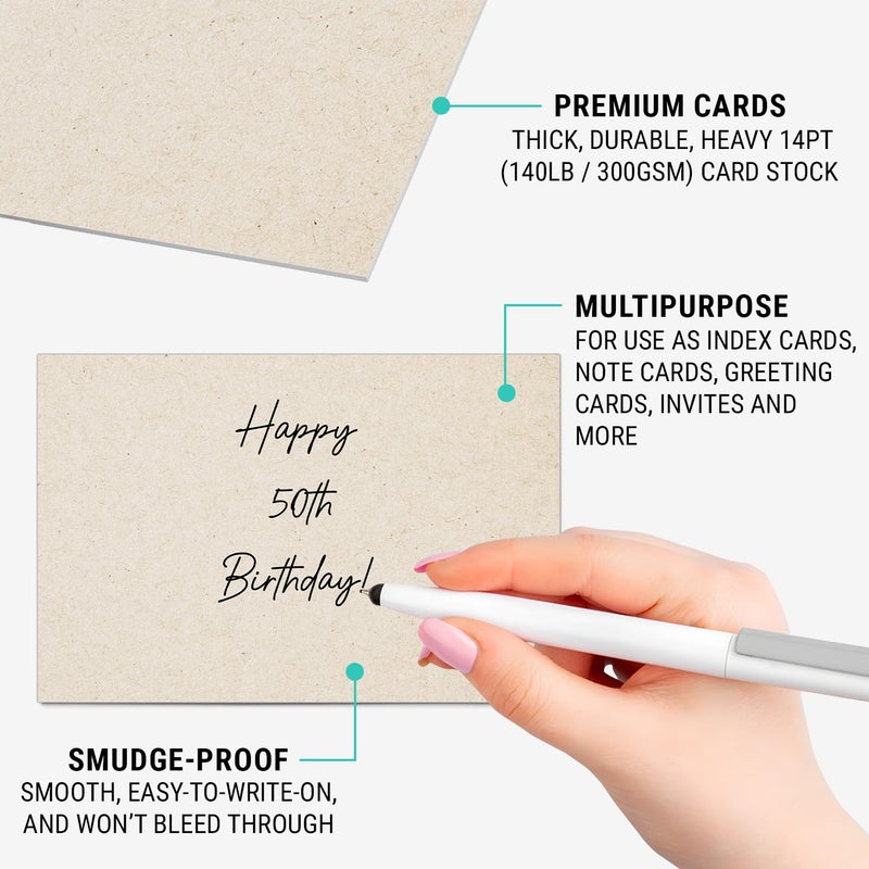 321Done Blank Rustic Cards, Made in USA - 4x6 Thick, Heavy Cardstock - Make Invites, Greeting, Note, Thank You Cards - Plain Kraft for Writing, Stamping, Printing, Art - No Envelopes - Set of 50 - Image 3