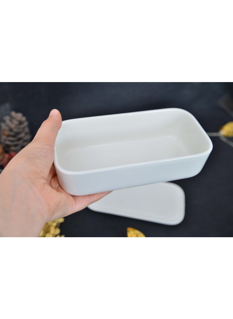 Acar Porcelain Rectangular Bowl with Lid 1 Piece  - Image 2