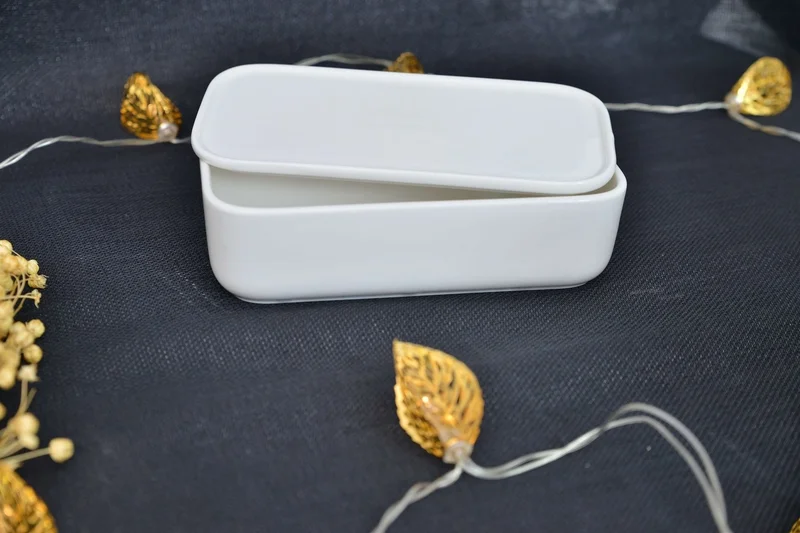 Acar Porcelain Rectangular Bowl with Lid 1 Piece