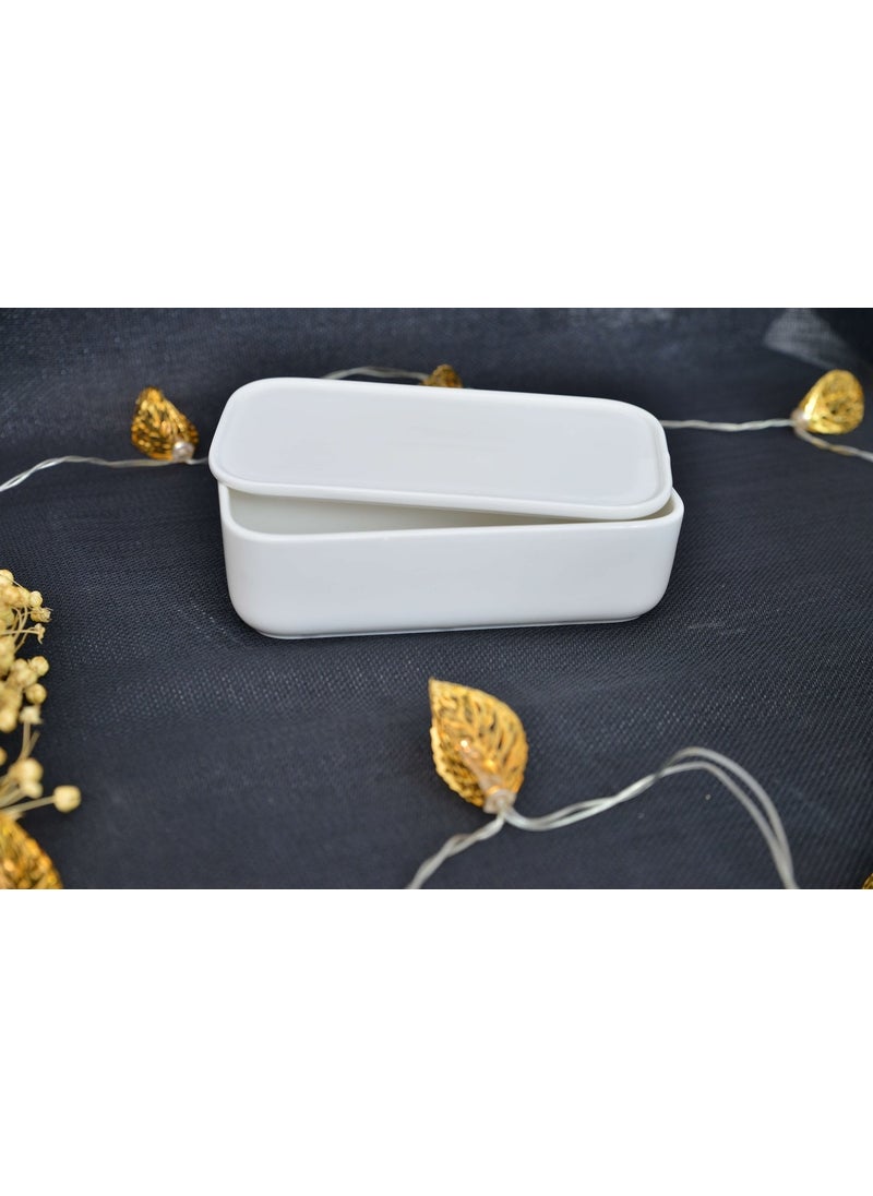 Acar Porcelain Rectangular Bowl with Lid 1 Piece  - Image 4