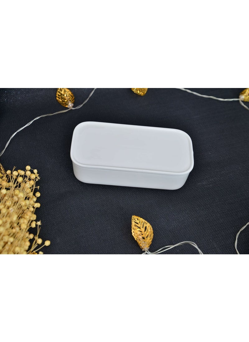 Acar Porcelain Rectangular Bowl with Lid 1 Piece  - Image 1
