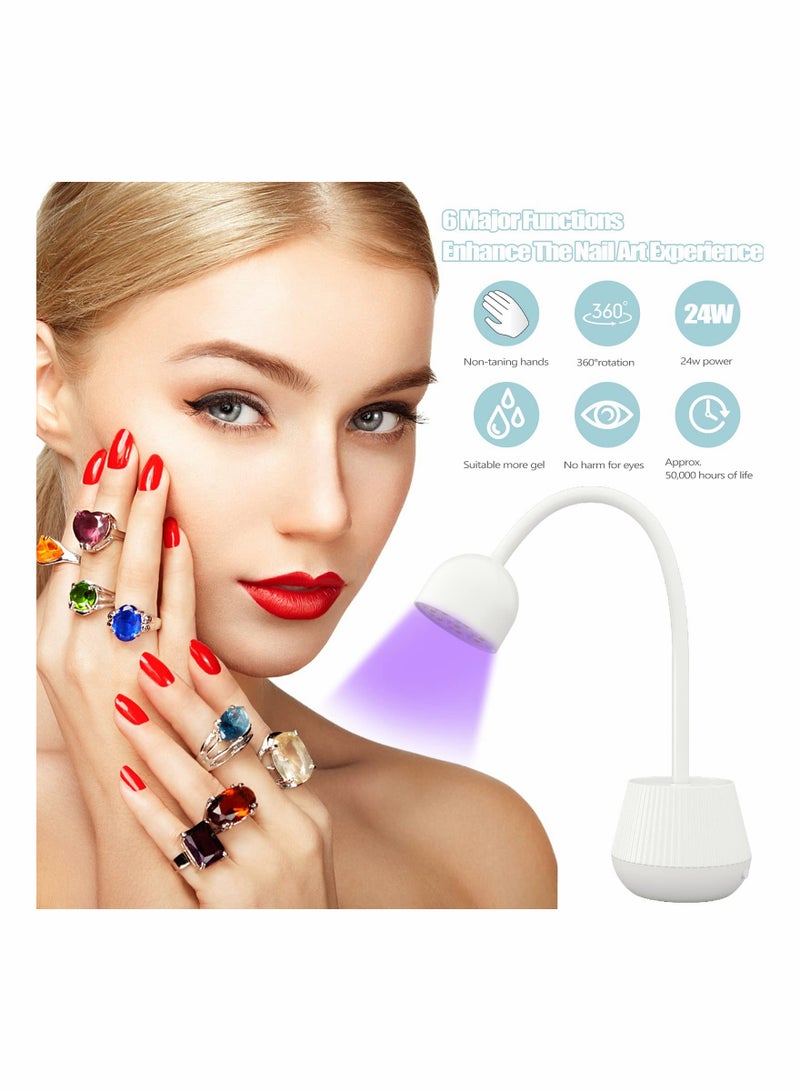 Generic LED UV Nail Lamp for Gel Nails, Mini Lotus Hands Free Light, 360掳 Rotatable Nail Dryer, Portable Quick Dry Nail Polish Curing Lamp, Gooseneck Flash Cure Light for Home DIY & Salon  - Image 2