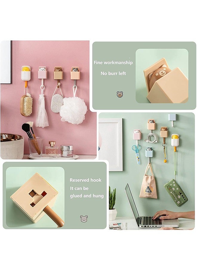 Loquat 2 Pcs Creative Cartoon Strength Hanging Adhesive Coat Hooks, Cute Bear and the Cat Decoration ABS Waterproof Material Hooks, Bearing Capacity 2.5kg Wall Hooks (Brown+Pink)  - Image 3