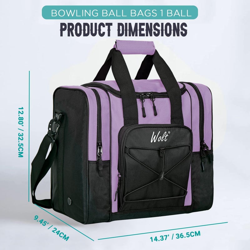 WOLT Bowling Ball Bag for Single Ball -Bowling Bag with Padded Holder, 2 Pockets Fit Shoes Up to Mens Size 14 and Accessories - Image 2