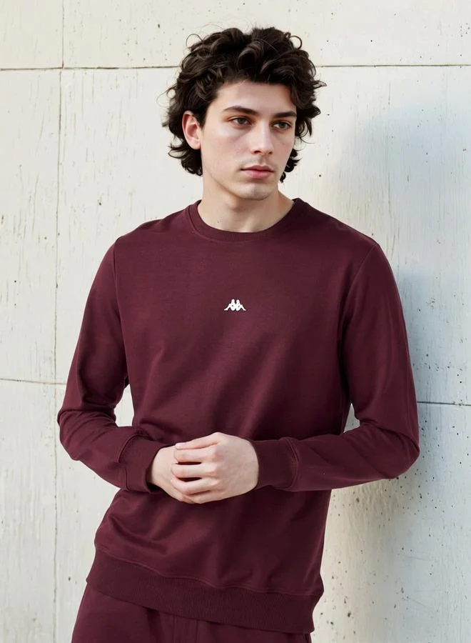 Kappa Logo Print Crew Neck Sweatshirt with Long Sleeves