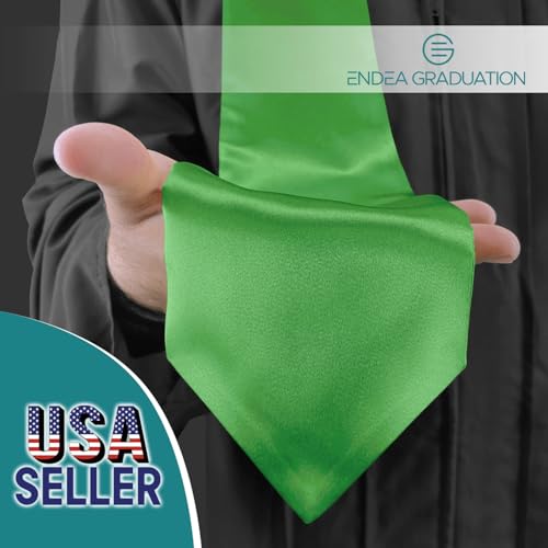 Endea Graduation Endea Green Graduation Stole - Plain Color, Unisex, 62" Graduation Sash (Green) - Image 2