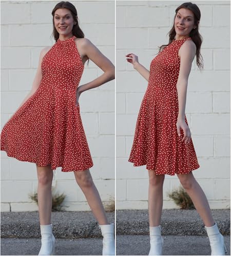 OUGES Women's 2025 Spring Summer Dresses Halter Neck Floral Dress Casual Sundress(Floral-38,L) - Image 3