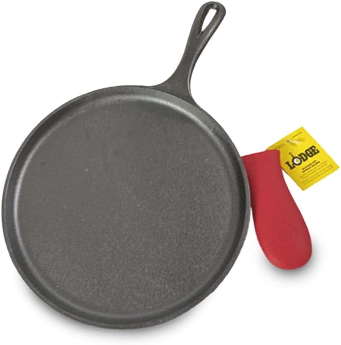 Lodge Cast Iron Griddle and Hot Handle Holder, 10.5", Black/Red - Image 1