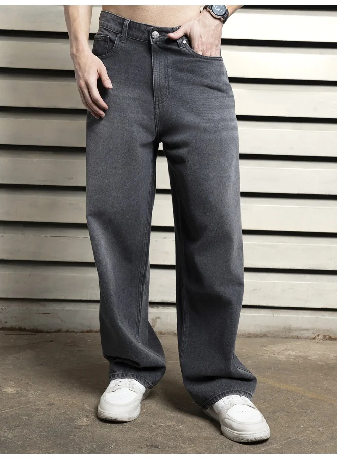 هاي ستار Men’s Baggy Loose Fit Black Jeans – Relaxed and Stylish