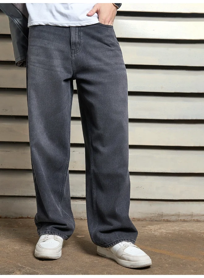 هاي ستار Men’s Baggy Loose Fit Black Jeans – Relaxed and Stylish