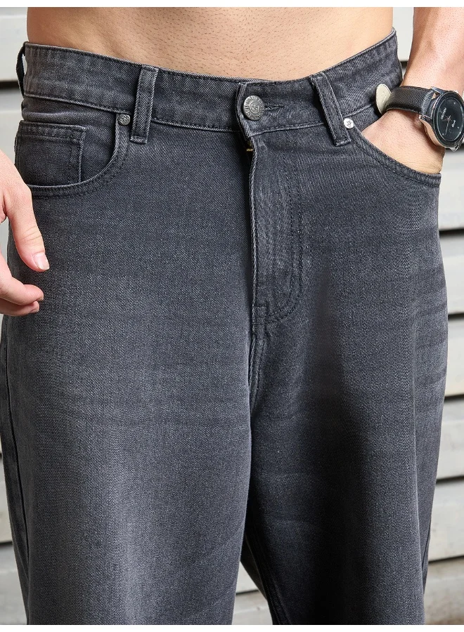 هاي ستار Men’s Baggy Loose Fit Black Jeans – Relaxed and Stylish