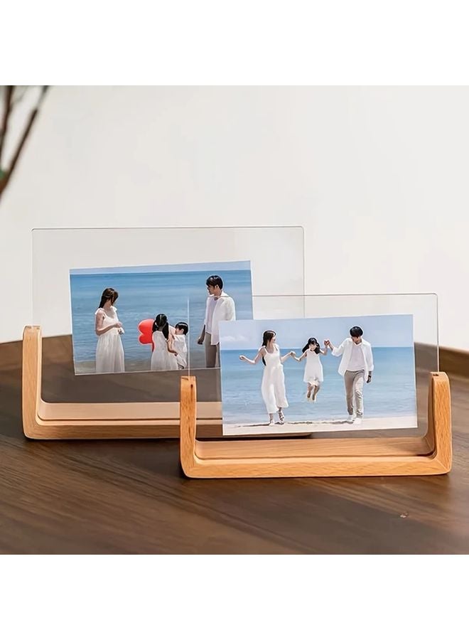 Classic Solid Wood Acrylic Photo Frame For 6 Inch Pictures Tabletop Display Home Decor - Image 2