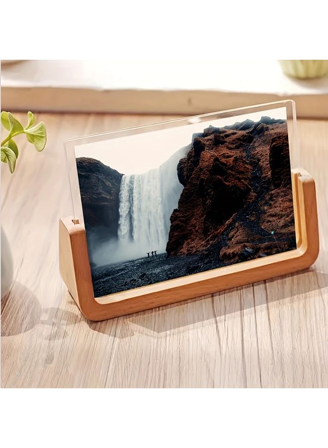 Classic Solid Wood Acrylic Photo Frame For 6 Inch Pictures Tabletop Display Home Decor - Image 4