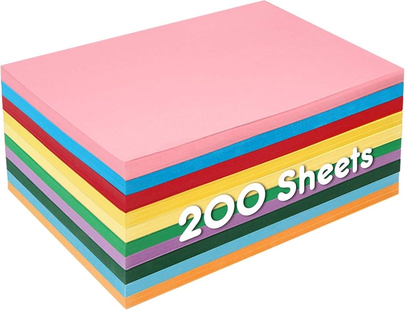 3 otters 3 otters 200 Sheets Construction Paper Colored Cardstock Bulk 10 Assorted Colors Card Stock Paper for Kids Teacher School Supplies Classroom Must Have180GSM 