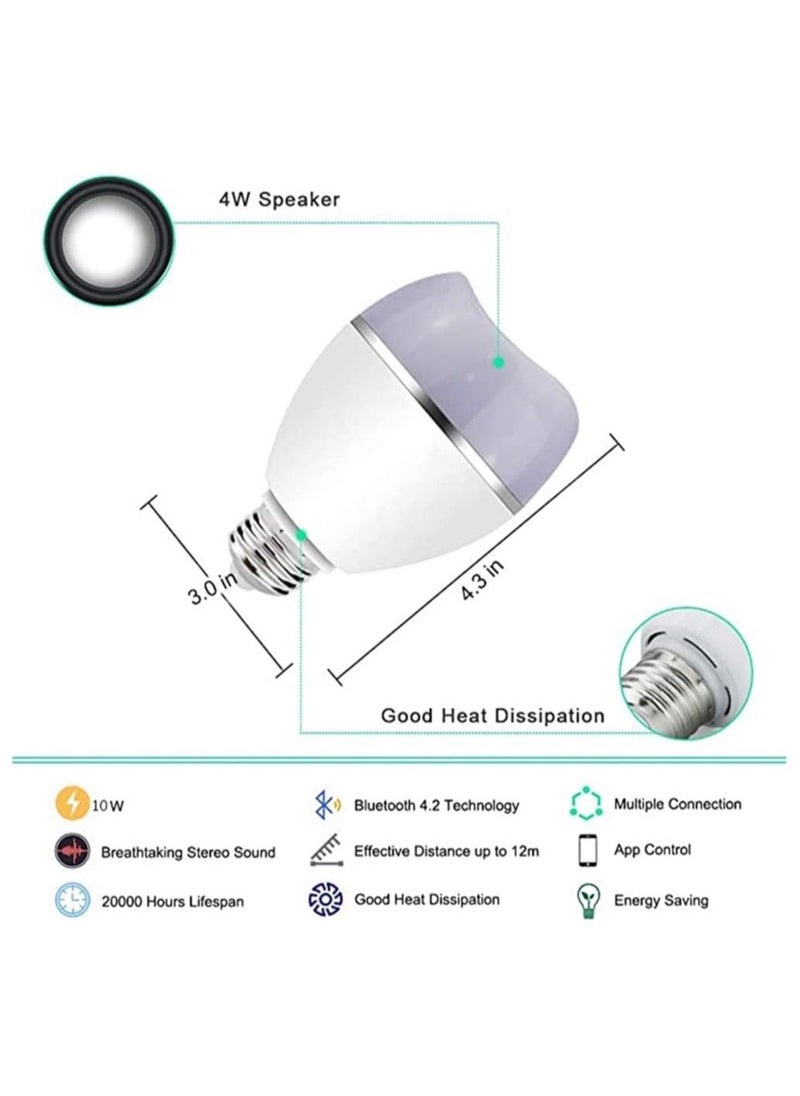 Generic - LED Smart Bulbs,Bluetooth Speaker Light Bulb,E27,10W 500LM,Color Changing Adjustable Light Bulb with Remote Control and App,RGB Color Music Player for Living Room Bedroom ,Party - Image 1