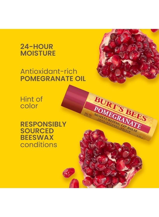 Burt's Bees Lip Balm - Pomegranate, Lip Moisturizer With Responsibly Sourced Beeswax, Tint-Free, Natural Origin Conditioning Treatment, 2 Tubes, 0.15 oz. - Image 2